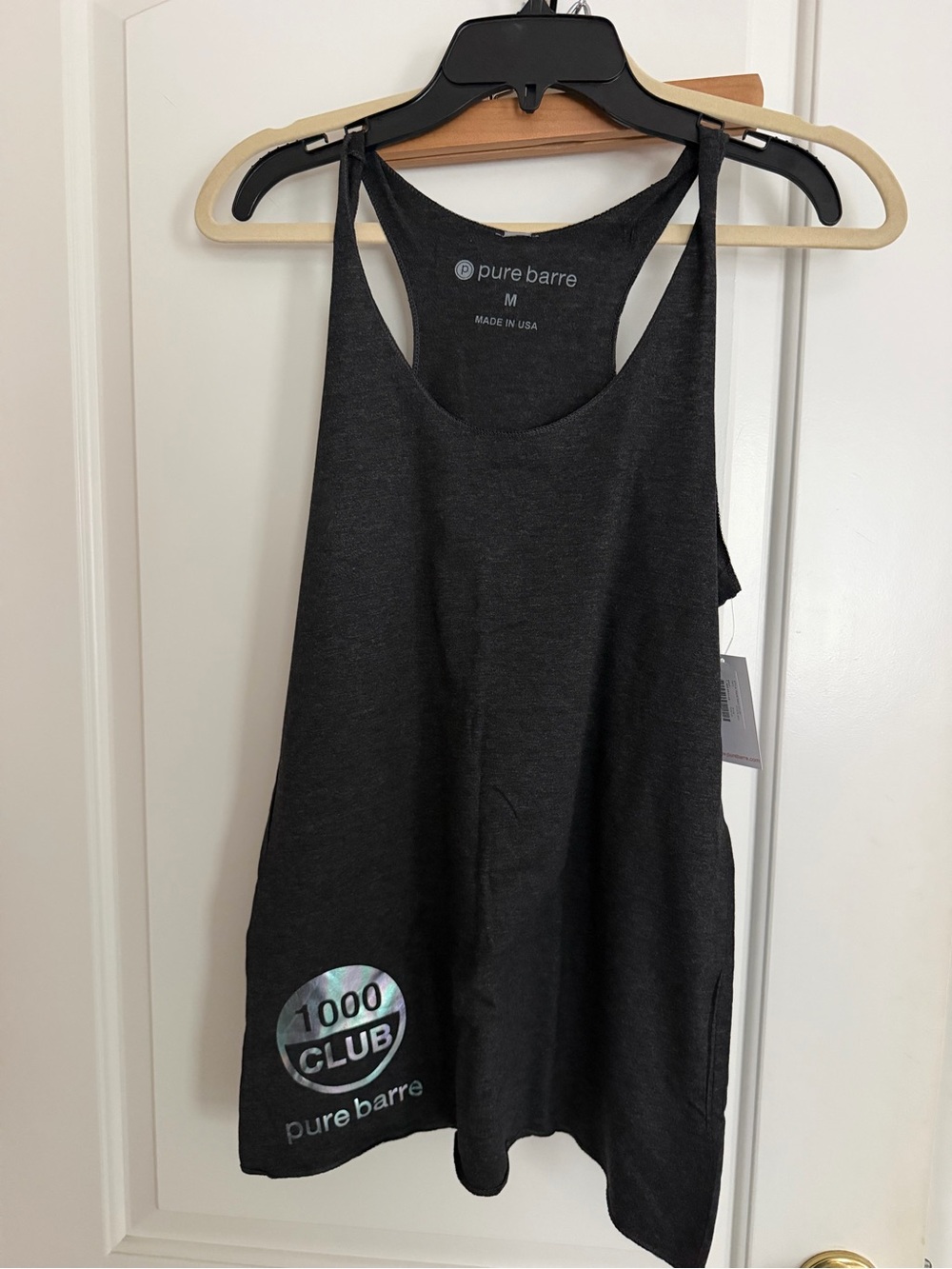 NWT old style milestone pure barre tank top 1000 club silver rainbow gray